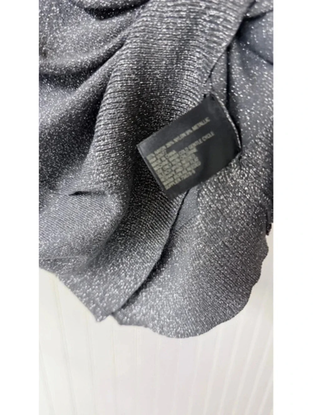 Worthington gray/silver metallic shimmer light sweater petite large xmas party
